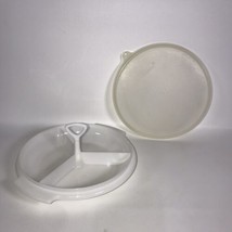 Vintage Tupperware 3 Divided Sections Condiment Dish With Lid, Handle 608 - £4.71 GBP