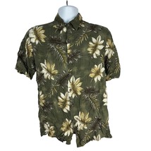 Batik Bay Hawaiian Green Floral Short Sleeve Shirt Mens Medium 100% Rayo... - $19.32