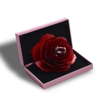 Rotating Rose Ring Box Creative Flower Lifting Proposal Box Pink - £11.78 GBP