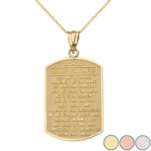 10k Solid Yellow Gold The Lord Our Father&#39;s Prayer Pendant Necklace - £206.09 GBP+