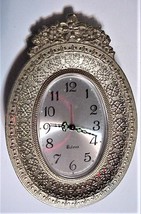 Bulova Oval Gold-toned Alarm Clock Japan Silver Dial Vtg - £35.88 GBP