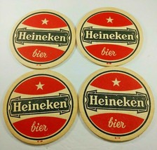 Heineken Bier Two Sided Red Paper/ Fiber Vintage Beer Coasters - £9.58 GBP