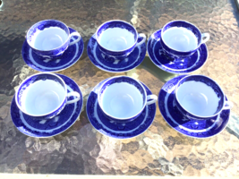 Blue  Willow Allertons England Cups and Saucers Set of (6) Transferware ... - $63.58