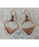 Handmade copper earrings: wire wrapped diamond frame - €21,39 EUR
