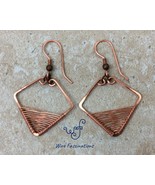 Handmade copper earrings: wire wrapped diamond frame - £19.98 GBP