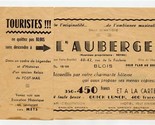 L&#39;Auberge Menu &amp; Flyer Rue Porte Bastille Blois France  - $17.82