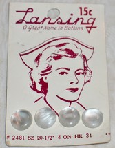 Vintage NURSE BUTTONS 4 White LANSING~ Nursing Memorabilia ~ 1/2&quot; ~ Unused! - £14.57 GBP