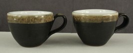 Signed Studio Art Pottery PF Redware Brown Drip White Glazed Center COFFEE CUPS - £15.65 GBP