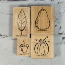 Stampin Up Rubber Stamps Lot of 4 Nature Acorn Pumpkin Leaf Pear  - £9.47 GBP