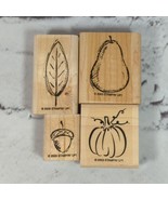 Stampin Up Rubber Stamps Lot of 4 Nature Acorn Pumpkin Leaf Pear  - £9.49 GBP