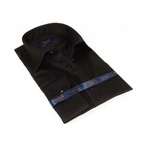 Men 100% Sateen Cotton Shirt Manschett Quesste Turkey Slim Fit 4010-08 Black image 7