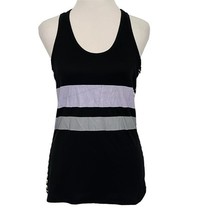 New Poof Tank Top Womens Large Striped Racerback  Black Purple Blue Stretch - €11,09 EUR