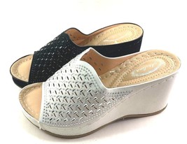 Atalina DW3098 High Wedge Embellished Slip On Sandals Choose Sz/Color - £42.66 GBP