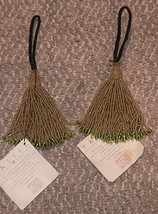 Pair New With Tags Two&#39;s Company Beige Tassles 7 Inch Long Beaded Hand Made - $313.10 MXN