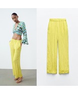 ZARA WRINKLED EFFECT WIDE LEG PANTS SIDE POCKETS ELASTIC WAIST - M - $53.50 CAD