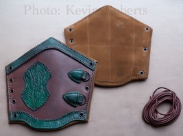 Premium Brown|Green Lined Leather Bracers x2 Heavy-Duty Sca Hema Elven Arm Armor - £33.09 GBP