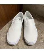 Vans New Without Box Slip On Classic Sneakers White Canvas Shoes Men’s 11 - $61.26 CAD
