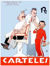 7785.Retro Barber cutting hair of bald man.man laughs.POSTER.art wall decor - $17.10+