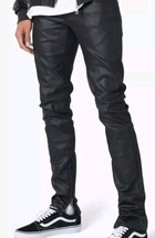 MNML Leather Pants Men’s Slim Tapered Fit Black Zip Ankle Size 34x33 EUC A1 - $42.68