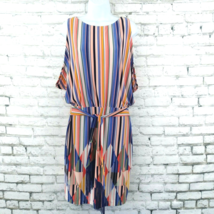 Jessica Simpson Dress Womens Small Striped Geometric Belted Fringe Sleev... - $21.98