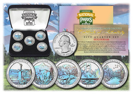 2011 USA Hologram National Parks  5 Quarters Coins Set With Gift Box - £12.34 GBP