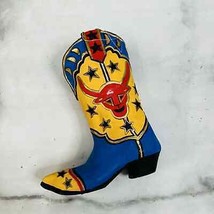 Department 56 Rodeo Christmas Ornament Cowboy Boot Hand Painted Stars Blue Red - £10.24 GBP