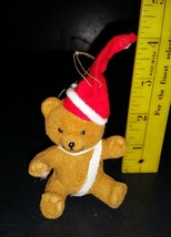 Vintage Flocked Teddy Bear Christmas Tree Ornament Made in China - £3.94 GBP