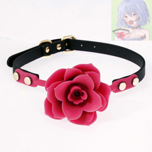 PU Leather Bondage with Rose Silicone Mouth Gag 4 Color - $25.00