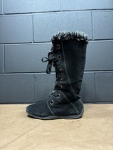 Sporto Paula Black Leather Faux Fur Square Toe Winter Boots Wmns Sz 6.5 M - £31.94 GBP