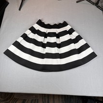 Express Skirt Womens Small Black White Striped Flare Circle Texture Stretch - $18.99