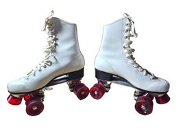 Vintage Ladies White CHICAGO High Top Roller Skates Skating Red Wheels S... - $28.50
