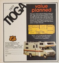 1977 Print Ad Tioga Travel Motor Homes Fleetwood Enterprises Riverside,CA - £11.73 GBP
