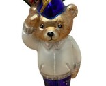 Old World Christmas Veteran Bear Holiday Ornament Hand blown glass 5 inch  - £9.61 GBP