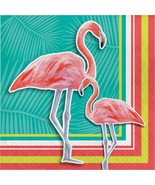 Island Oasis 16 Ct Lunch Napkins Summer Luau Pool Party Flamingos - $3.79