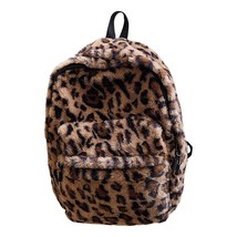 2021 Women Cow Print Backpack Multi-Pockets Shoulder Bags Winter Soft Plush Patt - £36.11 GBP