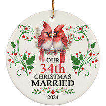 Our 34th Years Christmas Married Ornament Gift 34 Anniversary Cardinal Couple - £11.59 GBP