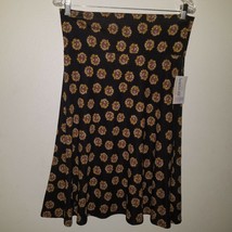 NWT LuLaRoe Azure Skirt Size Large Black Yellow Sunflowers Flowers - £23.47 GBP