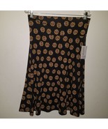 NWT LuLaRoe Azure Skirt Size Large Black Yellow Sunflowers Flowers - £23.56 GBP