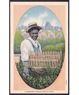 African American Black Cranberry Picker Scooper Antique Color Linen Post... - $26.91 CAD