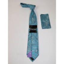 Men's Stacy Adams Tie and Hankie Set Woven Silky Fabric #Stacy77 Teal image 2