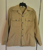 Vintage Mens M Woolrich Tan Light Brown Button Up Lightweight Jacket - $38.61