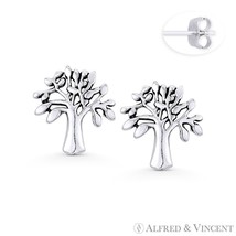 Eternal Tree-of-Life Chakra Charm Stud Earrings in Oxidized 925 Sterling Silver - £11.50 GBP