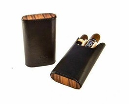 Brizard and Co - The "Show Band" 3 Cigar Case - Sunrise Black and Macassar Ebony