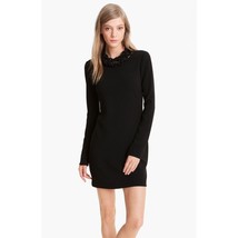 Diane von Furstenberg Giada Sheath Dress Womens Sz 12 Black Soft Chain Collar Mo - £143.76 GBP