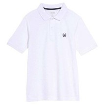 Boys Polo Shirt Chaps Short Sleeve White Collared Pique 2 Button Placket-sz 4 - £8.75 GBP