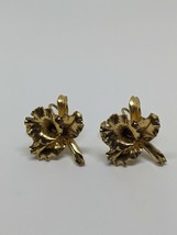 Vintage Sterling Silver 925 Gold Tone Flower Twist On Earrings - £23.46 GBP