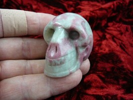 #HH-169-1 HUMAN SKULL WHITE pink GRAY GEM skulls stone CRANIUM - $28.97