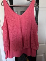 Lane Bryant Scoop Neck Lace Overlay Tank Top Coral Size 26 - £9.73 GBP