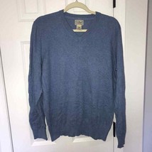 LL Bean Sweater Mens Medium Blue V Neck Cotton/Cashmere - £18.51 GBP