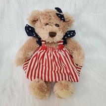 Animal Adventure Bear Tan Red White Blue USA Americana 14&quot; Plush Toy B225 - £11.74 GBP